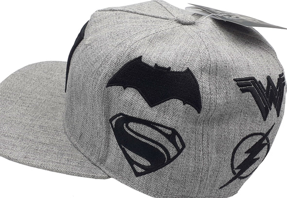DC Comics Justice League Logo Grey Snapback Hat - Snapback Empire