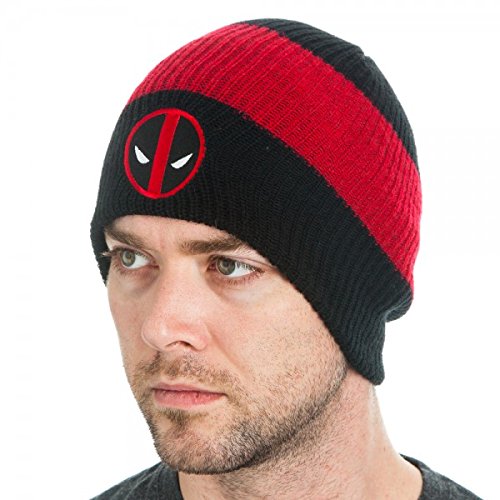 Marvel Deadpool Logo Black Slouch Beanie Hat - Snapback Empire