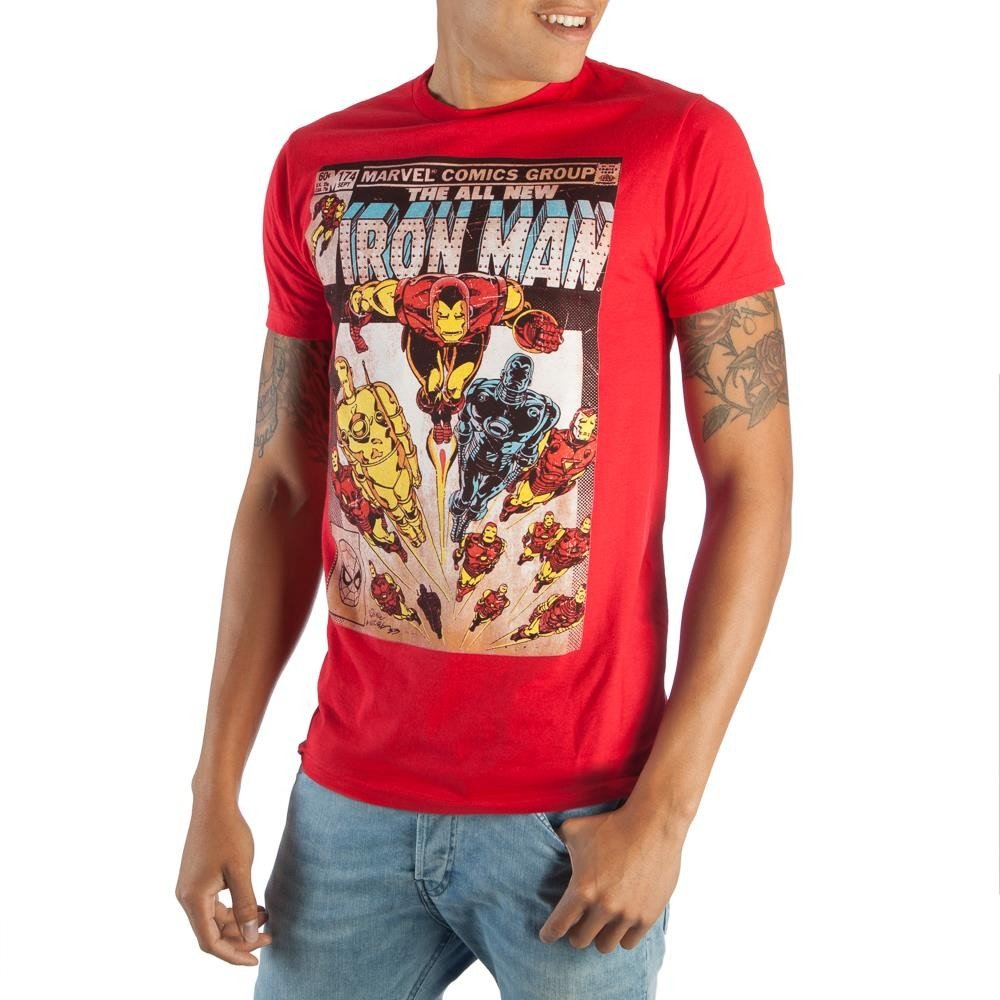Marvel Avengers Iron Man Men's Red Vintage T-Shirt– Snapback Empire