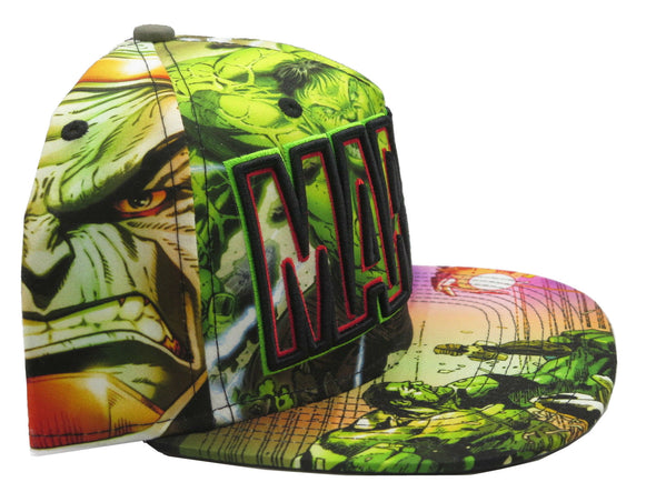 Marvel Hulk Green Sublimated Snapback Hat - Snapback Empire