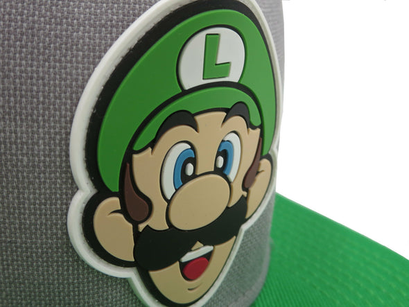 Nintendo Super Mario Bros Luigi Rubber Logo Snapback Hat - Snapback Empire