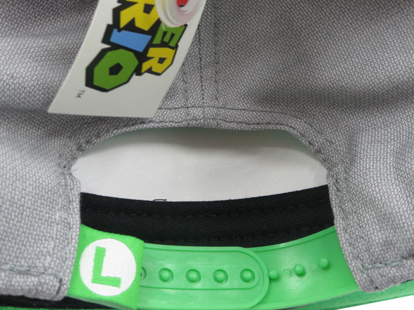 Nintendo Super Mario Bros Luigi Rubber Logo Snapback Hat - Snapback Empire